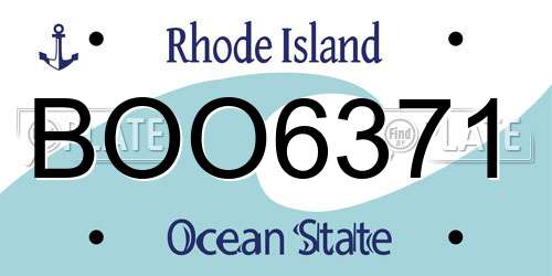 BOO6371 Rhode Island License Plate