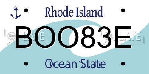 BOO83E Rhode Island License Plate
