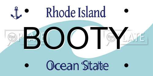BOOTY Rhode Island License Plate