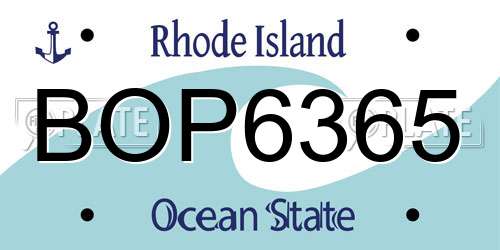 BOP6365 Rhode Island License Plate