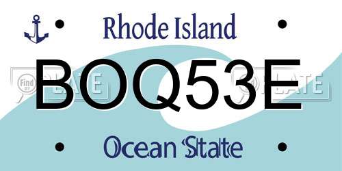 BOQ53E Rhode Island License Plate