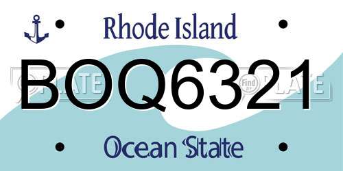 BOQ6321 Rhode Island License Plate