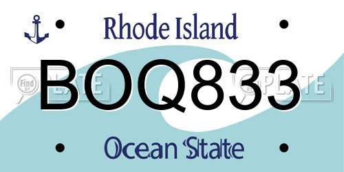 BOQ833 Rhode Island License Plate