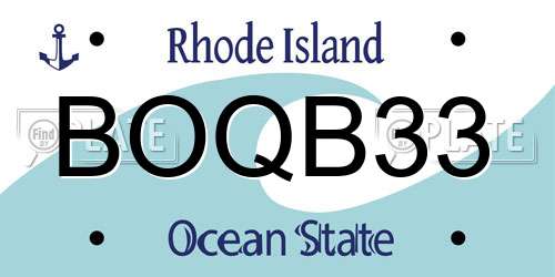 BOQB33 Rhode Island License Plate