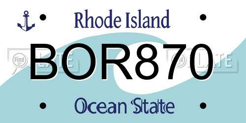 BOR870 Rhode Island License Plate