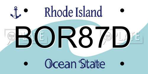 BOR87D Rhode Island License Plate