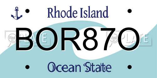 BOR87O Rhode Island License Plate