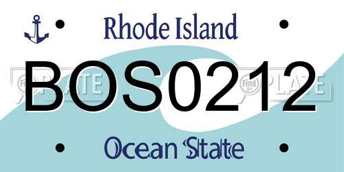 BOS0212 Rhode Island License Plate