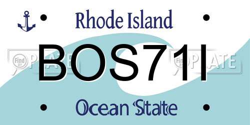 BOS71I Rhode Island License Plate
