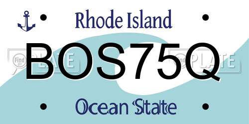 BOS75Q Rhode Island License Plate