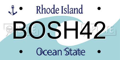 BOSH42 Rhode Island License Plate