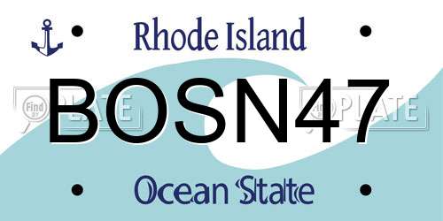 BOSN47 Rhode Island License Plate