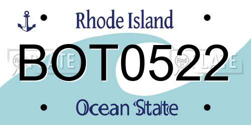 BOT0522 Rhode Island License Plate