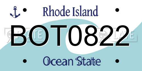 BOT0822 Rhode Island License Plate