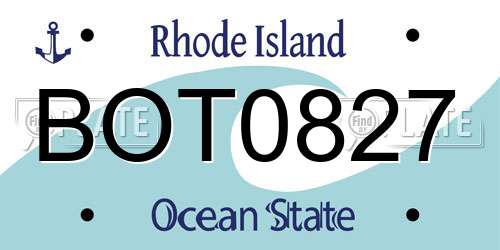 BOT0827 Rhode Island License Plate