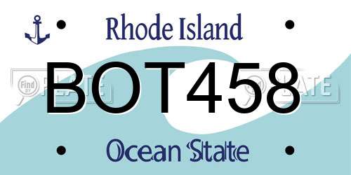 BOT458 Rhode Island License Plate