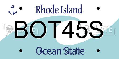 BOT45S Rhode Island License Plate