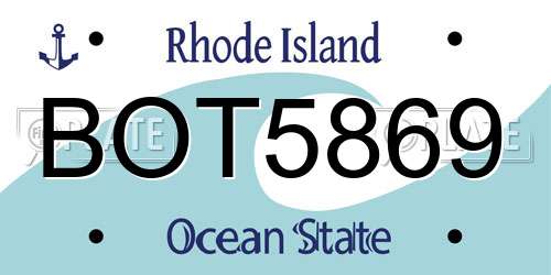BOT5869 Rhode Island License Plate