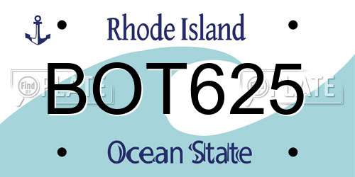 BOT625 Rhode Island License Plate