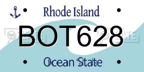 BOT628 Rhode Island License Plate