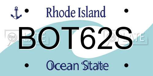 BOT62S Rhode Island License Plate