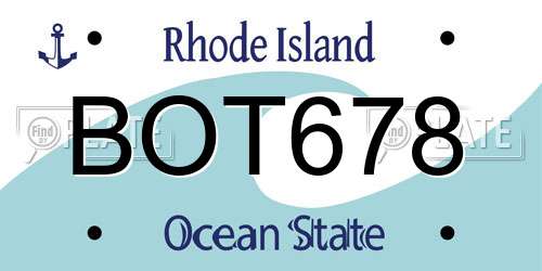 BOT678 Rhode Island License Plate