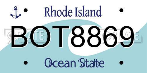 BOT8869 Rhode Island License Plate