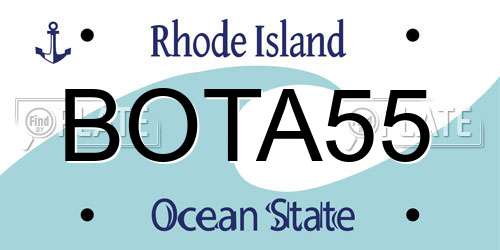 BOTA55 Rhode Island License Plate