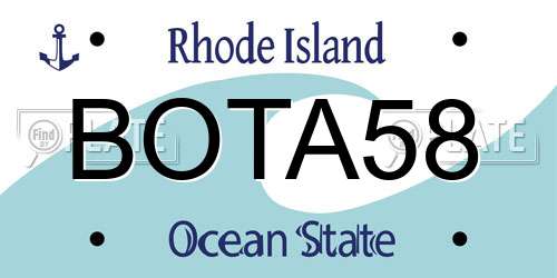 BOTA58 Rhode Island License Plate