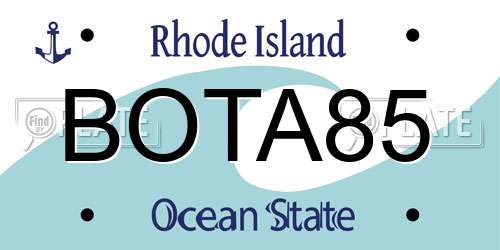 BOTA85 Rhode Island License Plate