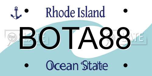 BOTA88 Rhode Island License Plate