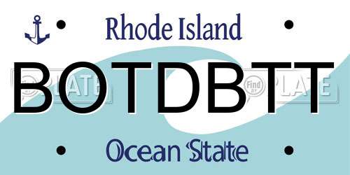BOTDBTT Rhode Island License Plate