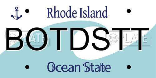 BOTDSTT Rhode Island License Plate