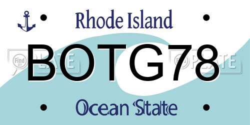 BOTG78 Rhode Island License Plate