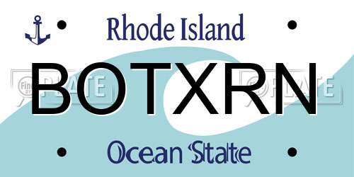 BOTXRN Rhode Island License Plate