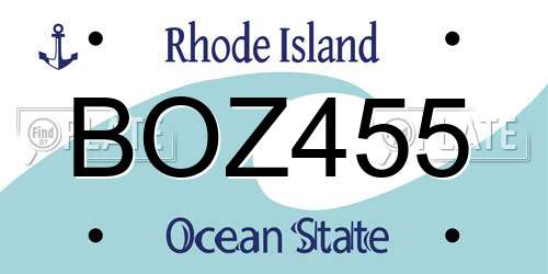 BOZ455 Rhode Island License Plate