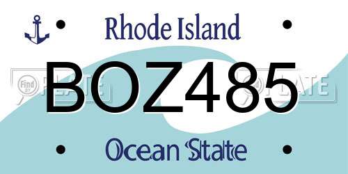BOZ485 Rhode Island License Plate