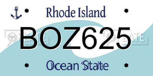 BOZ625 Rhode Island License Plate