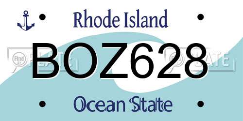 BOZ628 Rhode Island License Plate