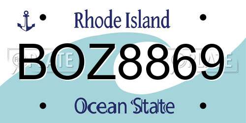 BOZ8869 Rhode Island License Plate