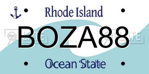 BOZA88 Rhode Island License Plate