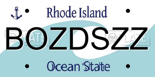 BOZDSZZ Rhode Island License Plate