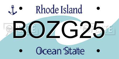 BOZG25 Rhode Island License Plate