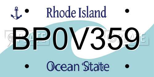 BP0V359 Rhode Island License Plate
