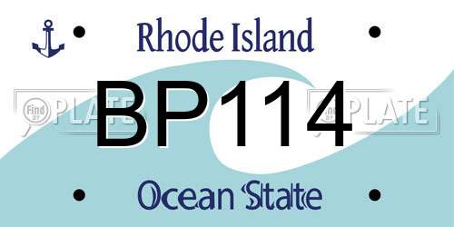 BP114 Rhode Island License Plate