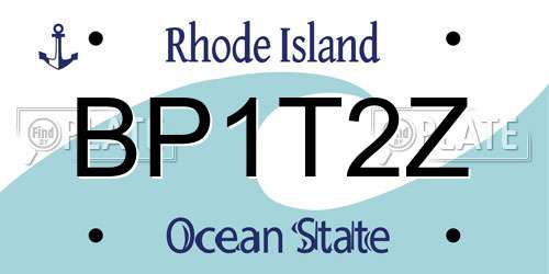 BP1T2Z Rhode Island License Plate