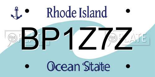 BP1Z7Z Rhode Island License Plate