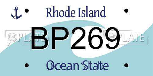 BP269 Rhode Island License Plate