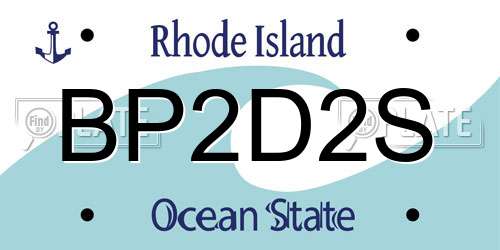 BP2D2S Rhode Island License Plate