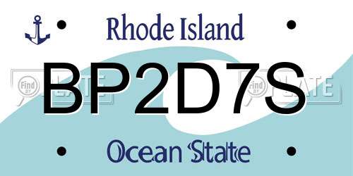 BP2D7S Rhode Island License Plate
